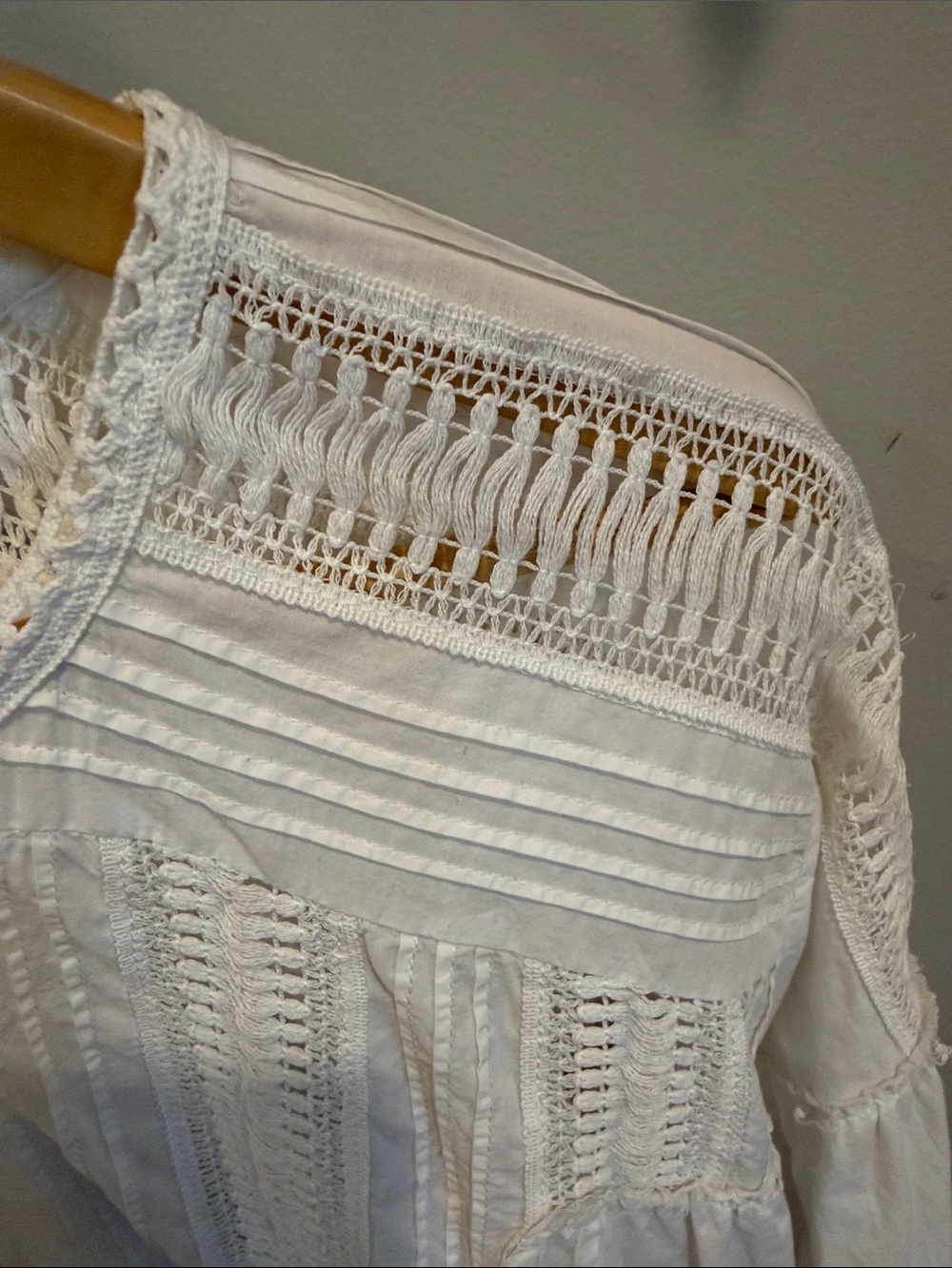 Anthropologie Eri + Ali White Cotton Blouse Milla Size Large - Picture 4 of 10